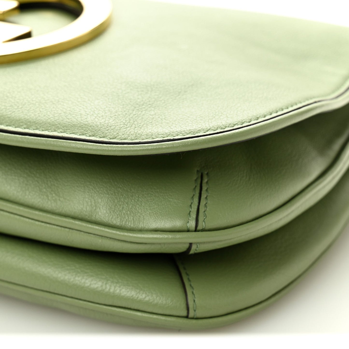 Roxy Calfskin Web Medium Blondie Top Handle Shoulder Flap Bag Salamander Green