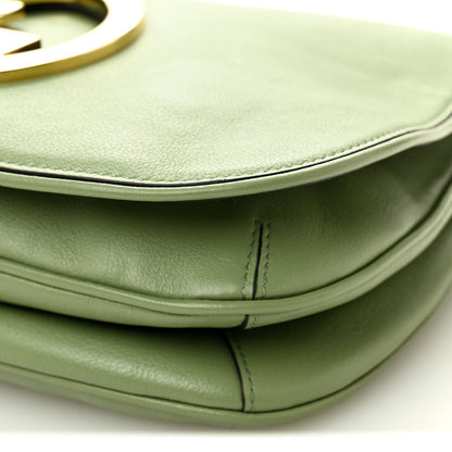 Roxy Calfskin Web Medium Blondie Top Handle Shoulder Flap Bag Salamander Green