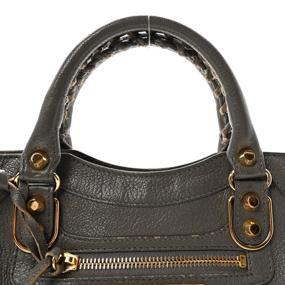 Chevre Gold Metallic Edge Hardware Mini City Gris Acier