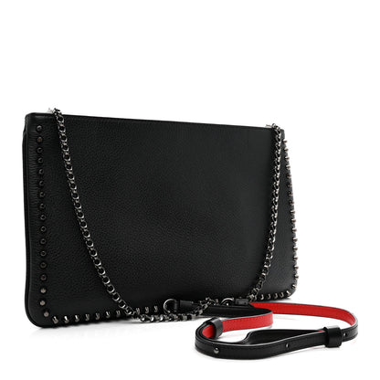 Calfskin Studded Loubiposh Clutch Black