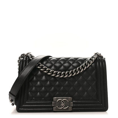 Caviar Quilted Medium Boy Flap Black