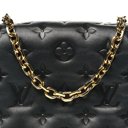 Lambskin Embossed Monogram Pochette Coussin Black