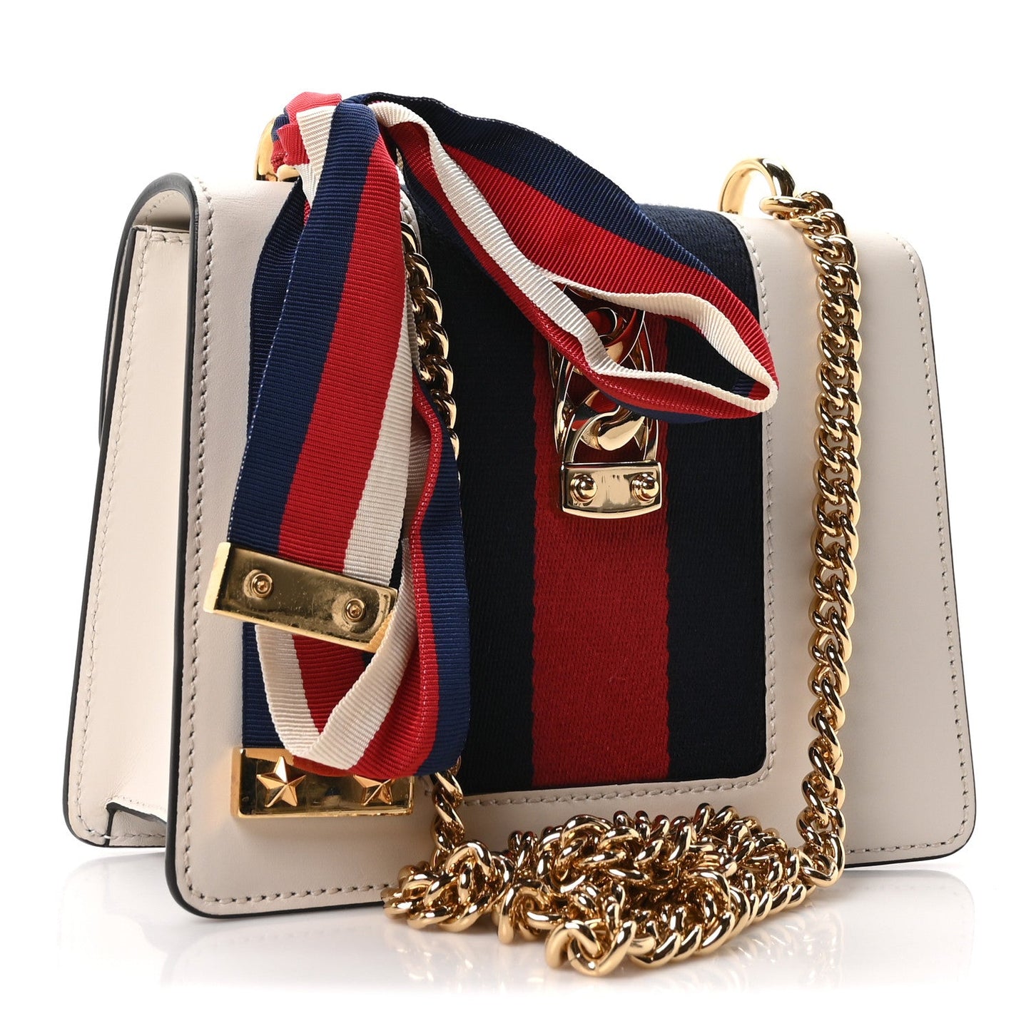 Calfskin Mini Sylvie Chain Shoulder Bag White