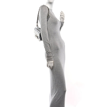 Metallic Lambskin Cannage Mini Jolie Top Handle Bag Silver
