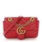 Calfskin Matelasse Mini GG Marmont Shoulder Bag Hibiscus Red