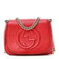 Pebbled Calfskin Small Soho Flap Crossbody Red