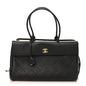 Grained Calfskin Stitched Urban Essentials Large Shopping Bag Black