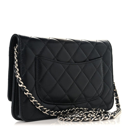 Lambskin Quilted Wallet On Chain WOC Black
