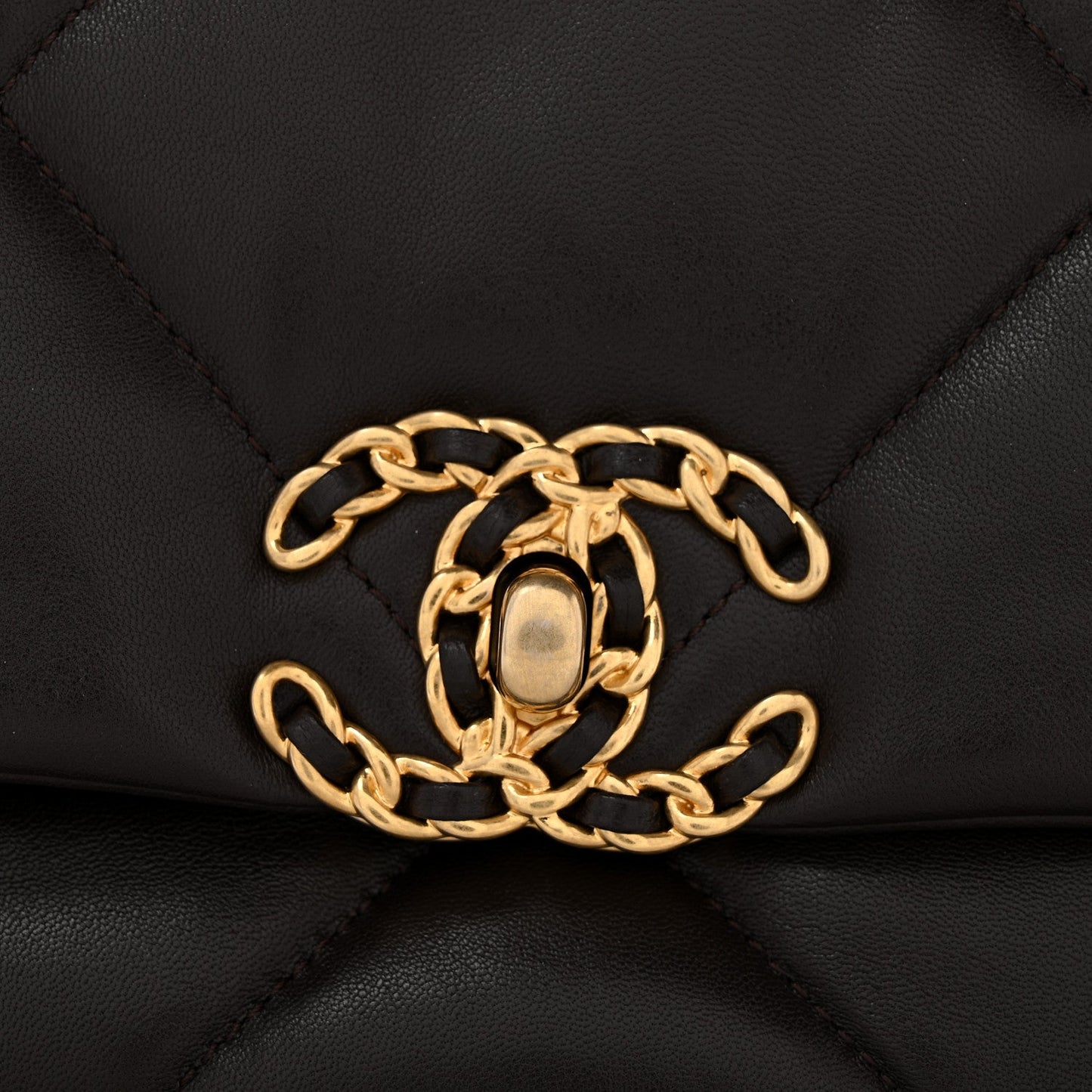 Lambskin Quilted Medium Chanel 19 Flap Dark Brown