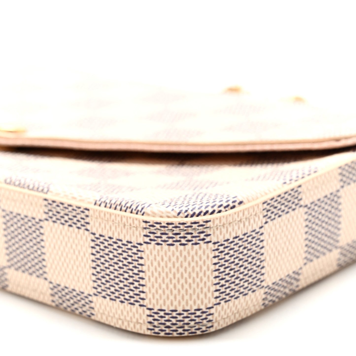 Damier Azur Pochette Felicie Chain Wallet Rose Ballerine