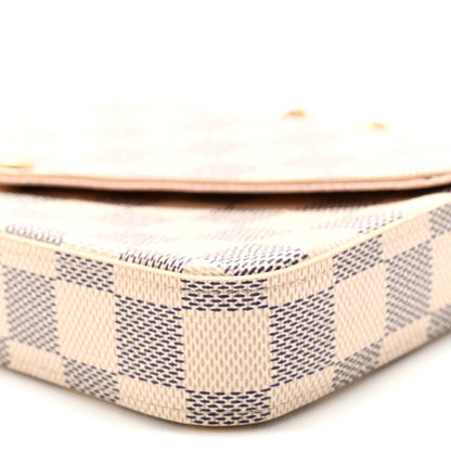 Damier Azur Pochette Felicie Chain Wallet Rose Ballerine