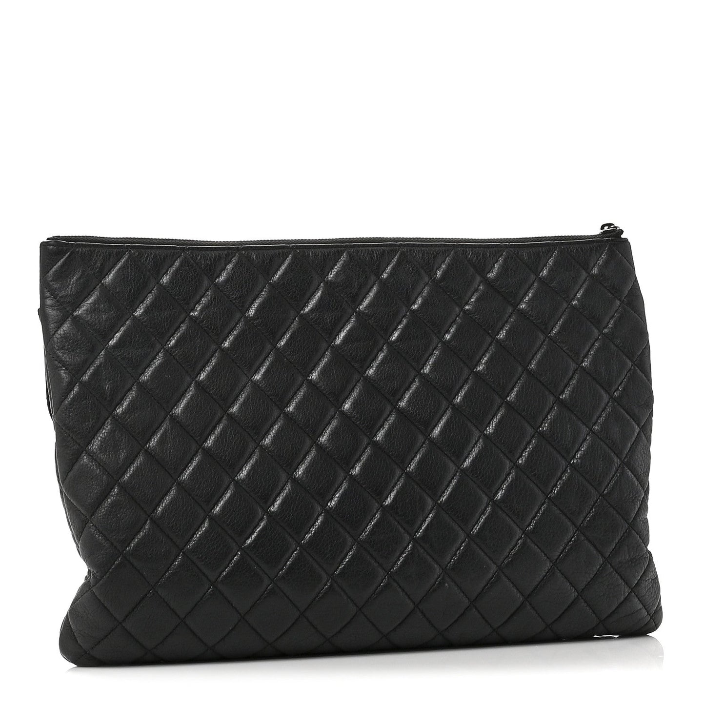 Grained Calfskin Quilted Large Archi Chic Cosmetic Case Navy