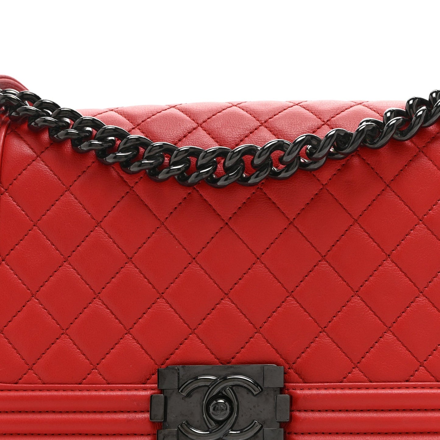 Calfskin Quilted Medium Boy Flap Red