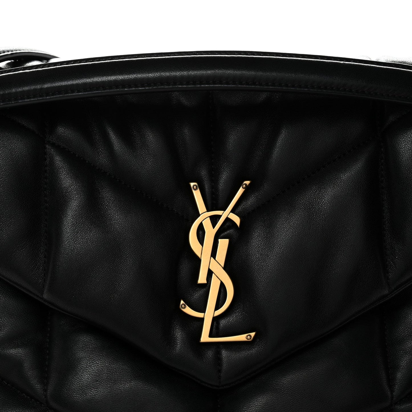 Lambskin Quilted Medium Loulou Puffer Monogram Chain Satchel Black