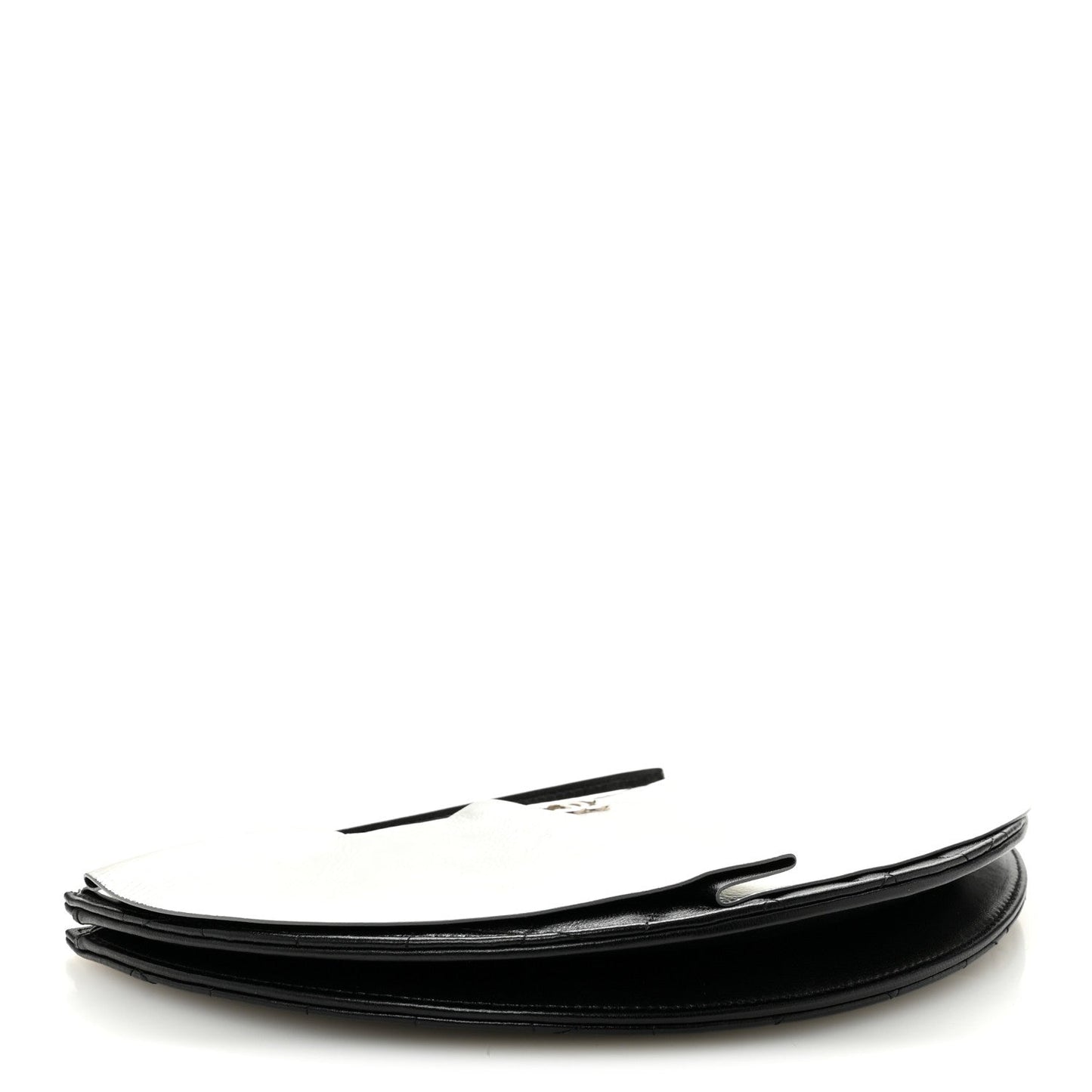 Metallic Lambskin Wave Clutch Black Silver