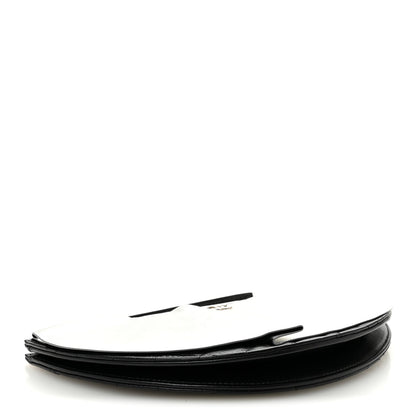 Metallic Lambskin Wave Clutch Black Silver