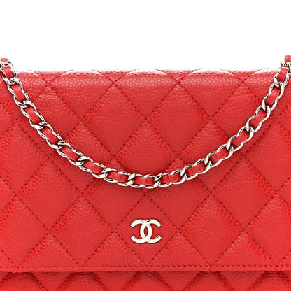 Caviar Quilted Wallet on Chain WOC Red