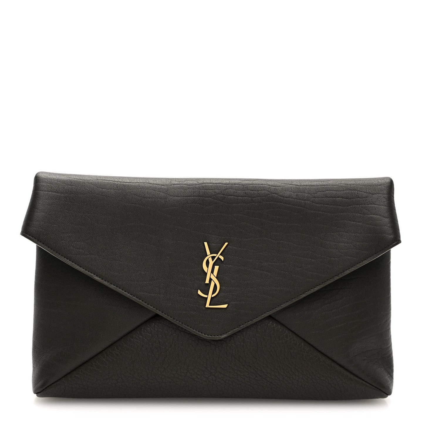 Grained Lambskin Large Cassandre Envelope Pouch Light Musk