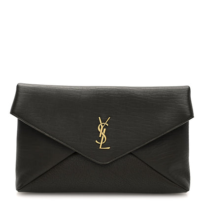 Grained Lambskin Large Cassandre Envelope Pouch Light Musk