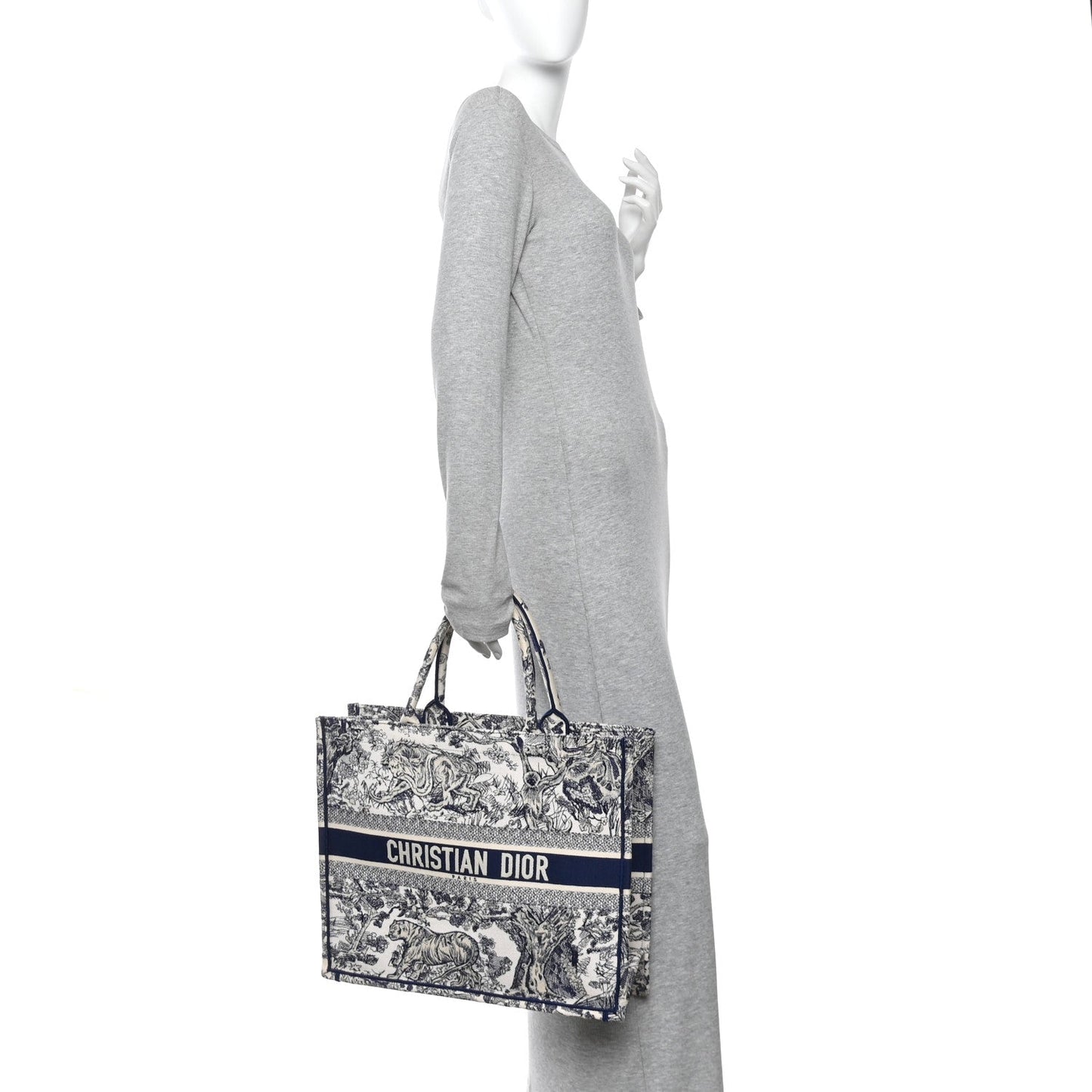 Canvas Embroidered Large Dioriviera Toile De Jouy Book Tote Blue