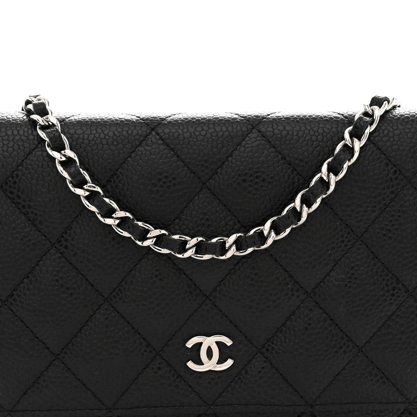 Caviar Quilted Wallet on Chain WOC Black
