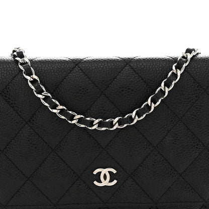 Caviar Quilted Wallet on Chain WOC Black