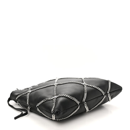 Nappa Chain Drawstring Shoulder Bag Black