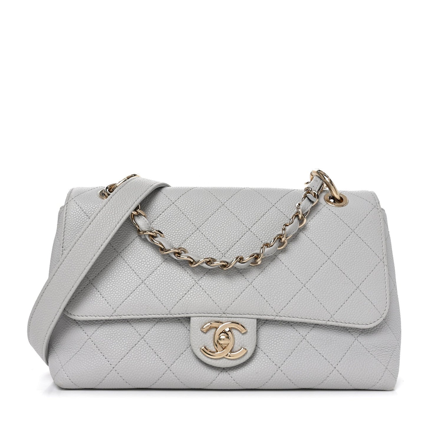 Caviar Quilted City Walk Flap Light Grey