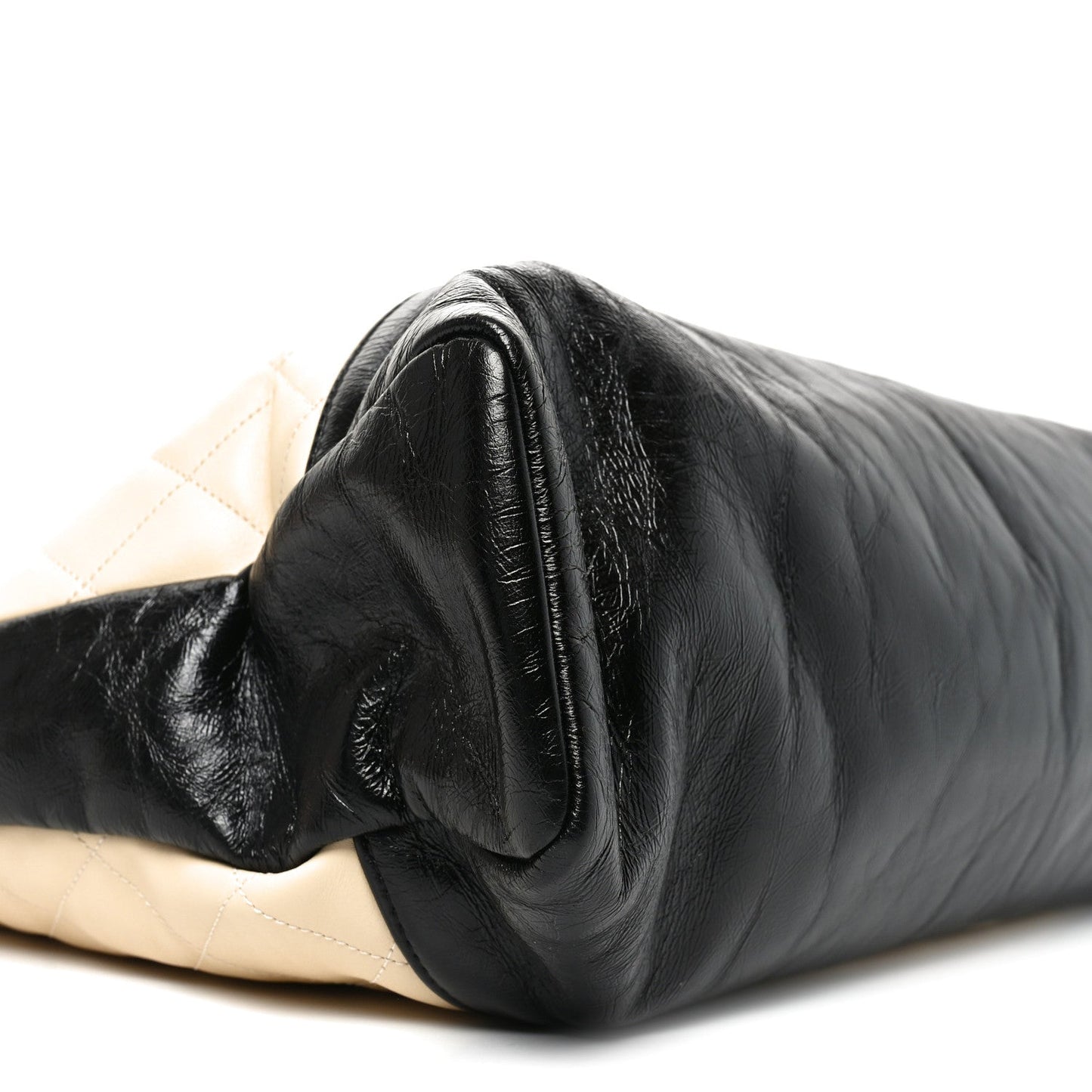 Aged Calfskin Quilted Large 31 Shopping Bag Beige Black