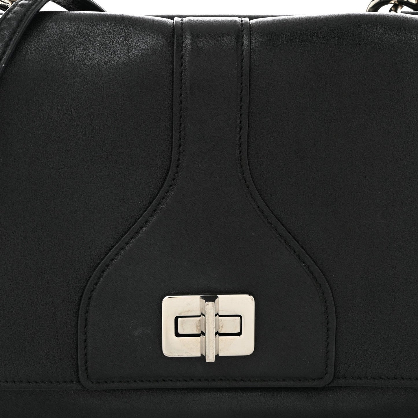 Vitello Soft Chain Flap Bag Black