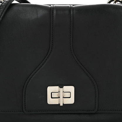Vitello Soft Chain Flap Bag Black