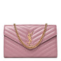 Grain De Poudre Matelasse Chevron Monogram Chain Wallet Fuxia Couture