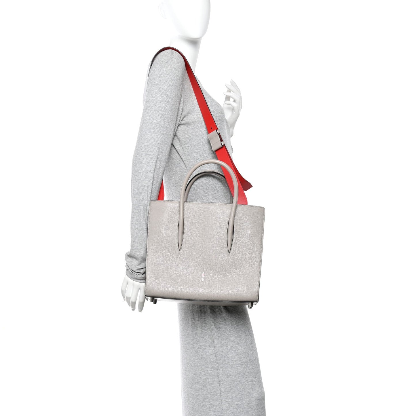 Calfskin Spikes Loubinthesky Medium Grey
