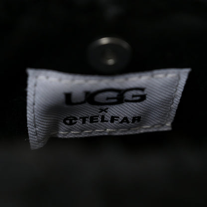X UGG Crinkle Patent Shearling Small Shopping Bag Black