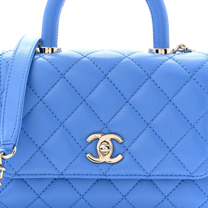 Caviar Quilted Extra Mini Coco Handle Flap Blue