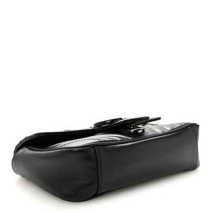 Calfskin Matelasse Monochrome Mini GG Marmont Shoulder Bag Black