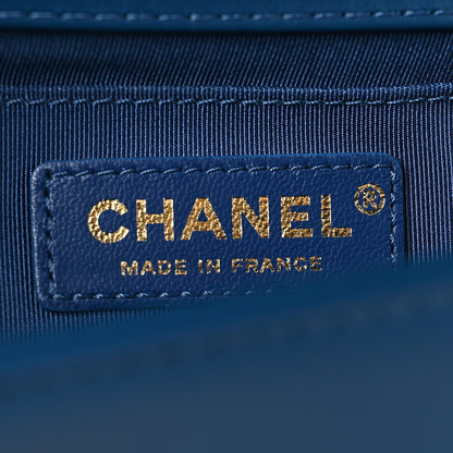 Calfskin Quilted Medium Boy Top Handle Flap Blue