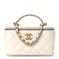 Shiny Caviar Quilted Pick Me Up Vanity Case White