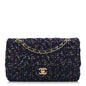 Tweed Quilted Medium Double Flap Dark Purple