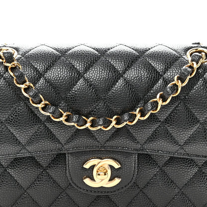 Caviar Quilted Small Double Flap Black