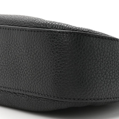 Vitello Phenix Zippered Messenger Hobo Black