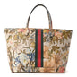 GG Supreme Monogram Water Flora Web Large Ophidia Tote Beige White Multicolor