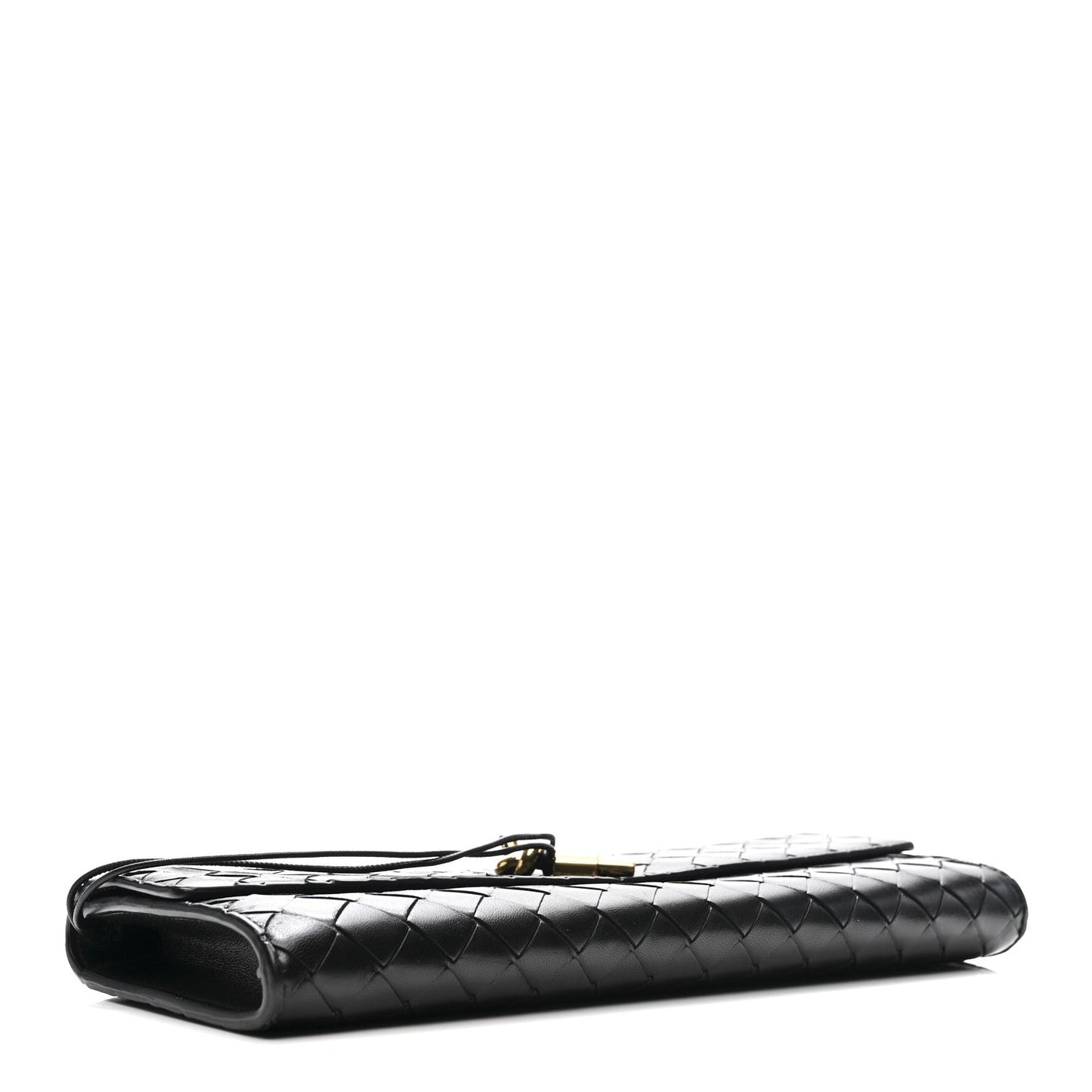 Nappa Intrecciato Long Andiamo Top Handle Clutch Black