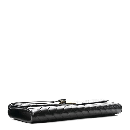 Nappa Intrecciato Long Andiamo Top Handle Clutch Black