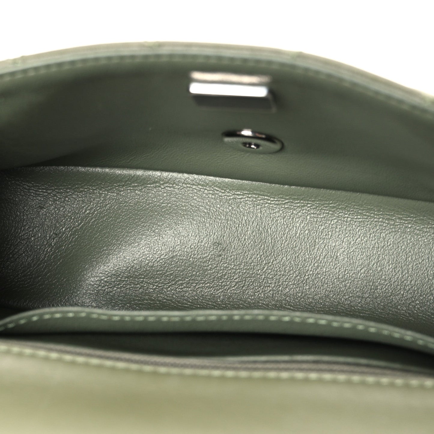 Lambskin Quilted Mini Rectangular Flap Green
