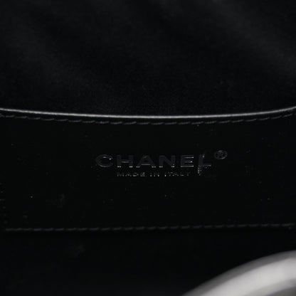 Shiny Crumpled Calfskin Quilted Small Chanel 25 Handbag Black