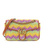 Calfskin Raffia Woven Small GG Marmont Shoulder Bag Multicolor