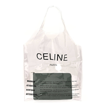 Plastic Bag with Cloudy Lambskin Solo Zip Pouch Clutch Celadon