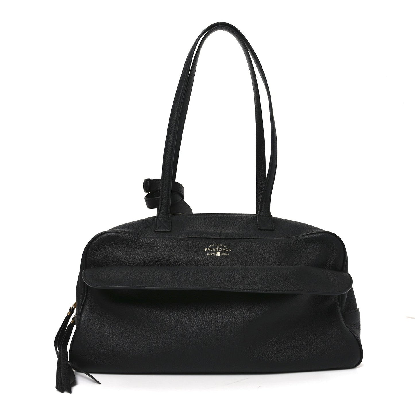 Grained Calfskin Medium Carrie Bowling Bag Black