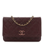 Shiny Caviar Quilted Strass Wallet On Chain WOC Bordeaux
